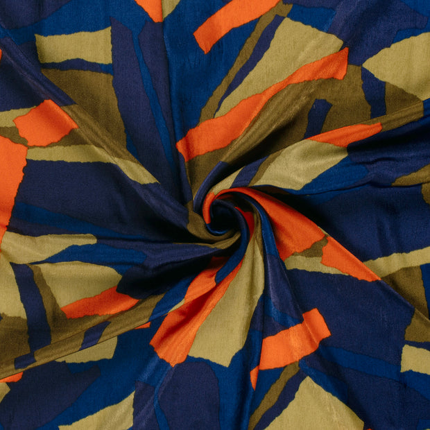 Satin Velvet fabric Olive Green printed 