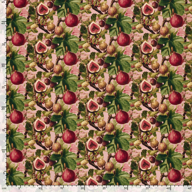 Cotton Poplin fabric Fruits Old Pink