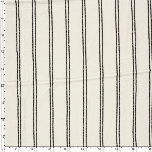 Semi-linen fabric Stripes Off White