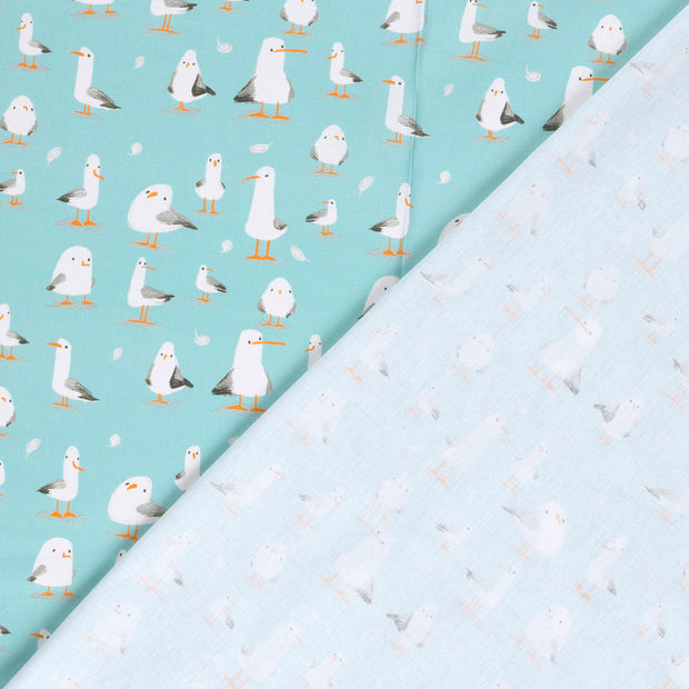 Cotton Poplin fabric Birds digital printed 