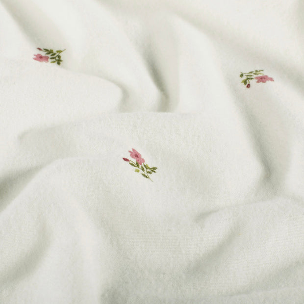 Flannel fabric Flowers Off White