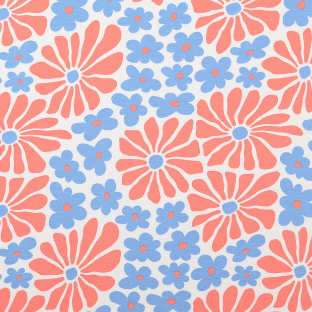 Jersey fabric Flowers Red