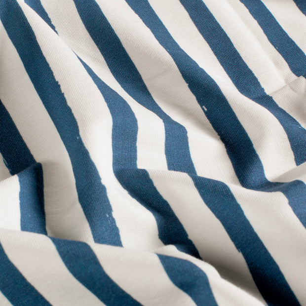French Terry GOTS organic fabric Stripes Steel Blue