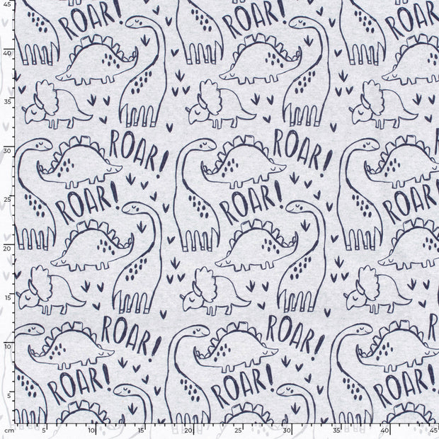 Jogging fabric Dinosaurs Light Grey