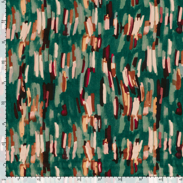 Satin Velvet fabric Abstract Dark Green