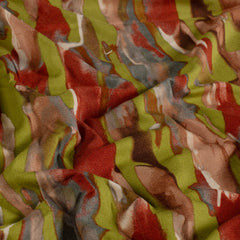 Viscose Vortex Jersey printed Abstract Khaki Green