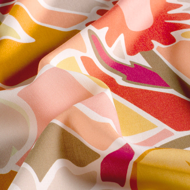 Viscose Poplin fabric Abstract Orange