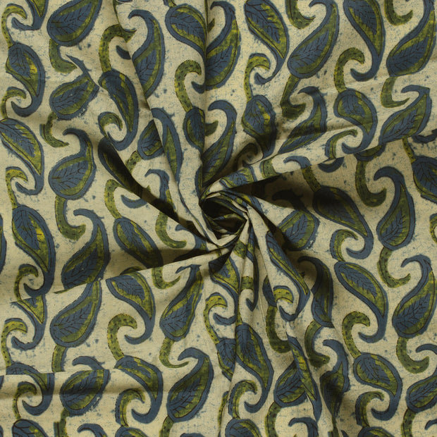 Voile fabric Green printed 