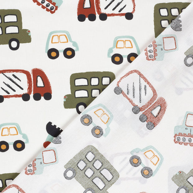 Cotton Poplin fabric Vehicles printed 