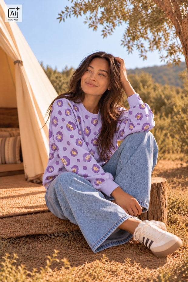 French Terry fabric Lavender matte 