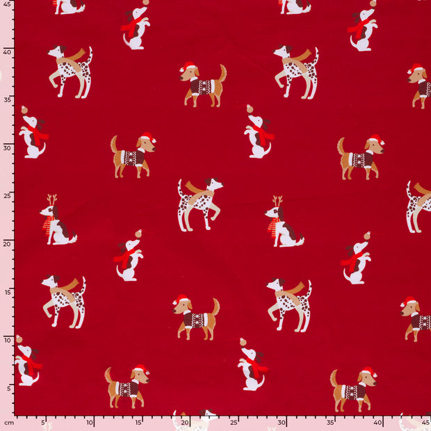 French Terry fabric Christmas Red