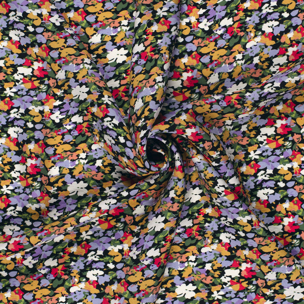 Viscose Nylon Crepe fabric Black printed 