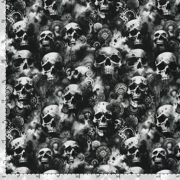 Panama fabric Skulls Black