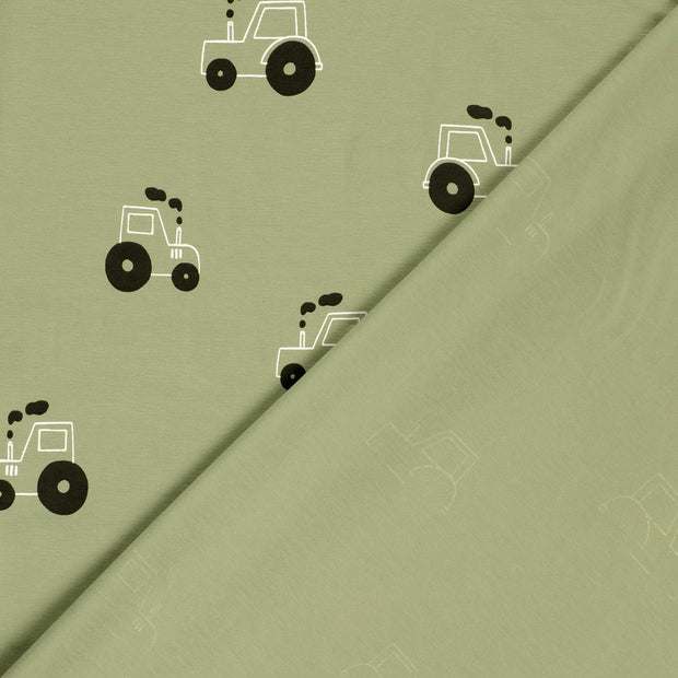 Jersey fabric Tractors printed 