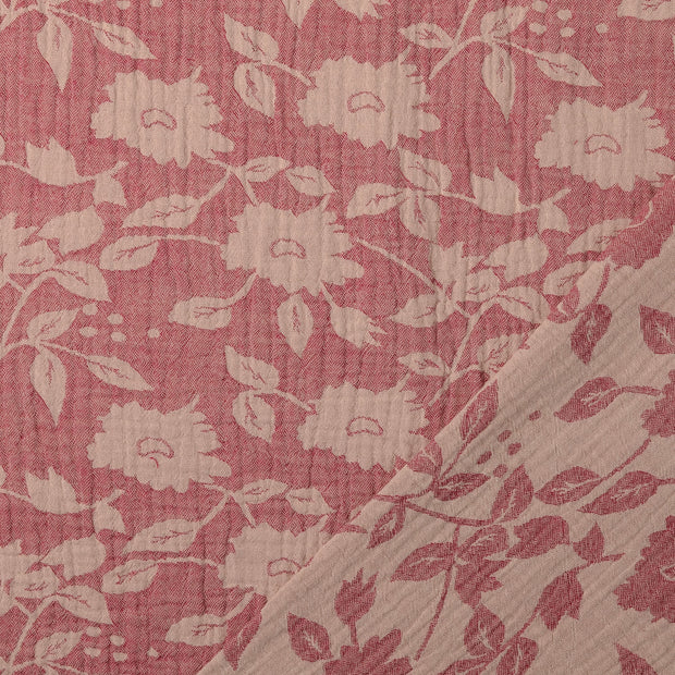 Muslin fabric Pink jacquard 