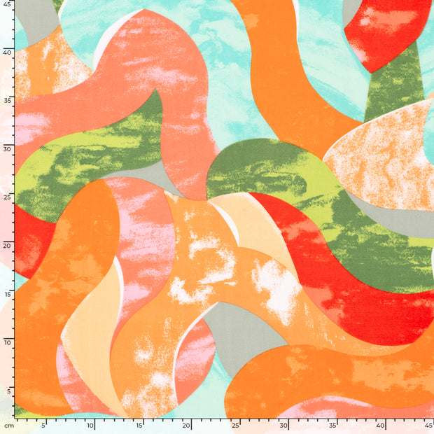 Bamboo Poplin fabric Abstract Lime Green