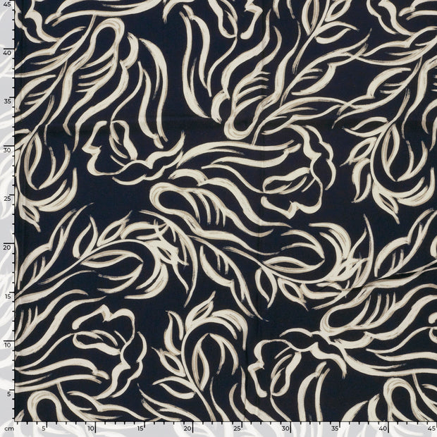 Viscose Twill fabric Abstract Navy
