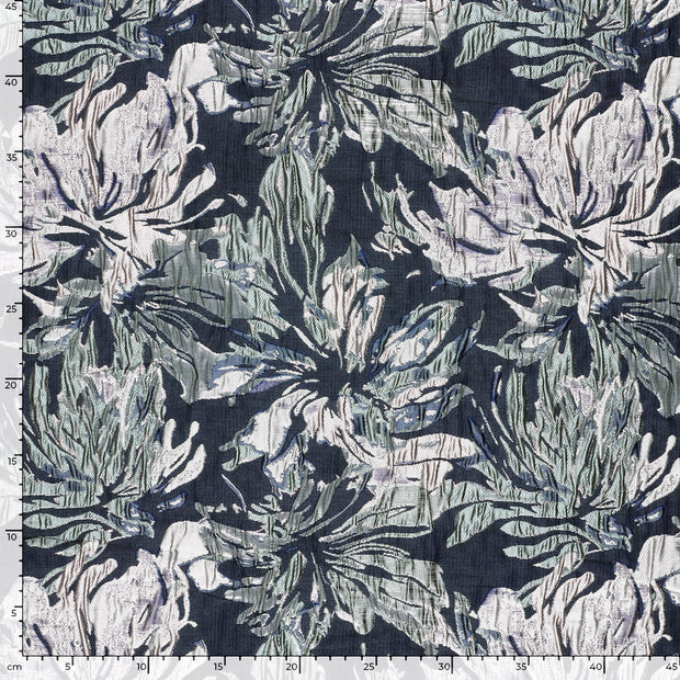Jacquard fabric Flowers Black