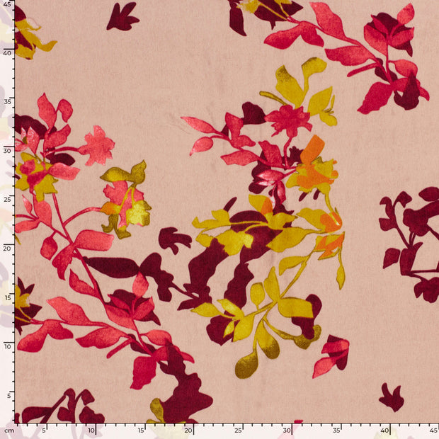 Satin Velvet fabrik Blatter Altrosa