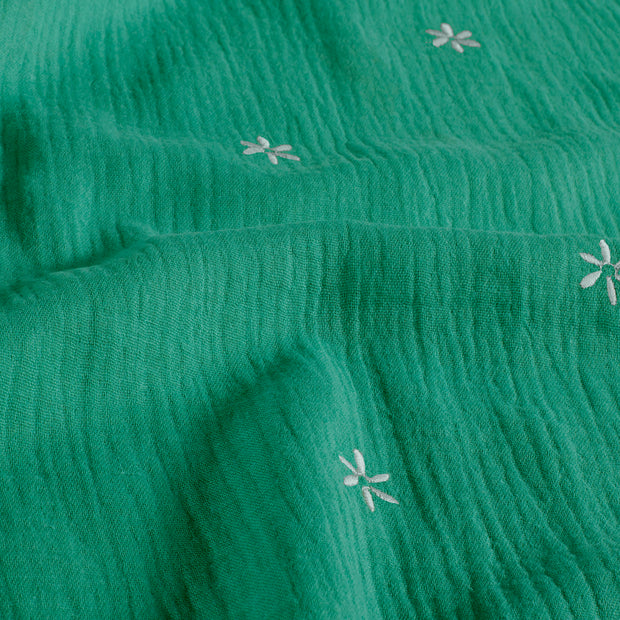 Muslin fabric Flowers Green