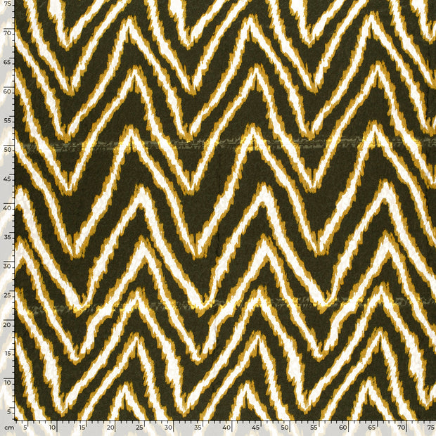 Satin Jacquard fabric Panther Khaki Green