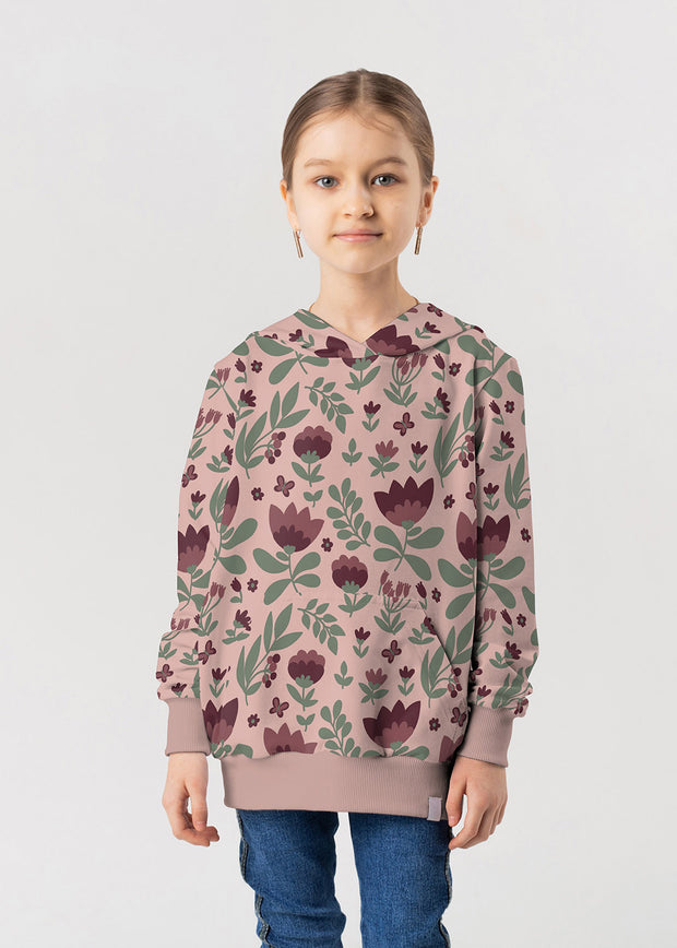 French Terry fabrik Blumen Rosa