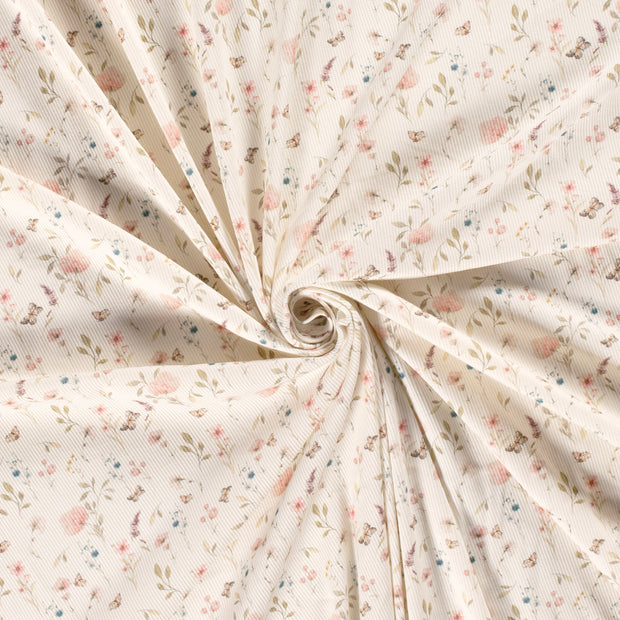 Rib Jersey fabric Off White digital printed 
