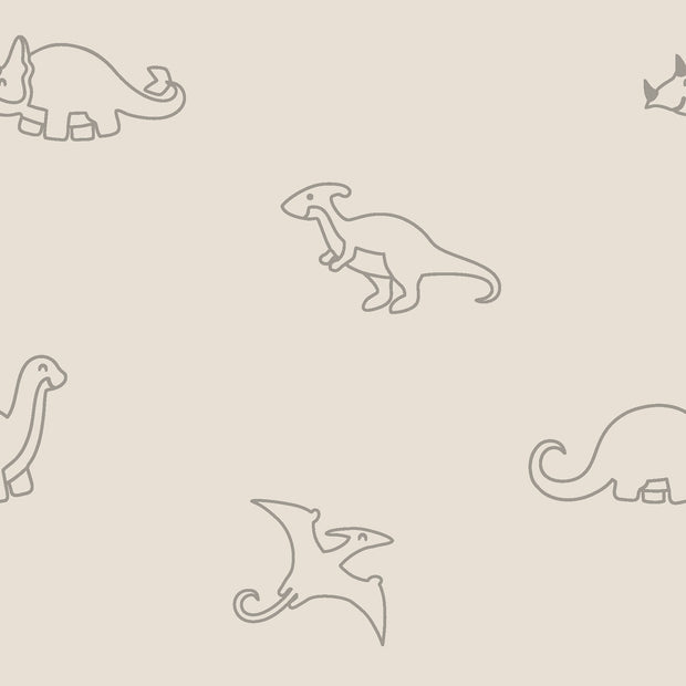 Stretch terry fabric Dinosaurs Beige