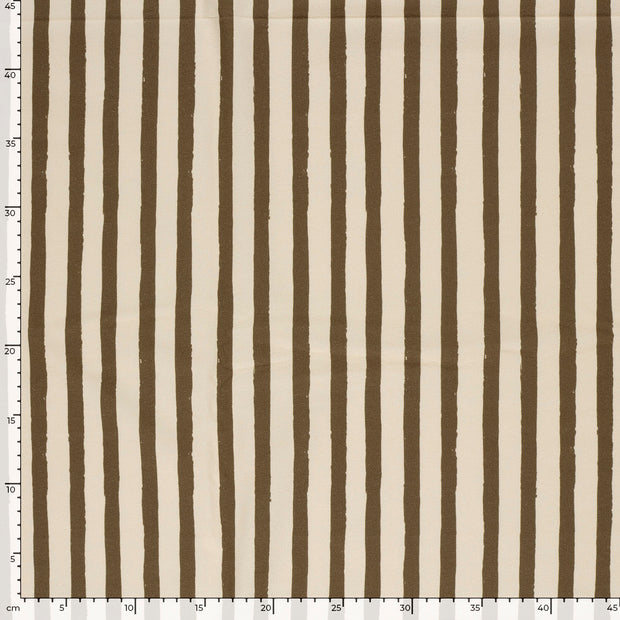 French Terry GOTS organic fabric Stripes Dark Brown