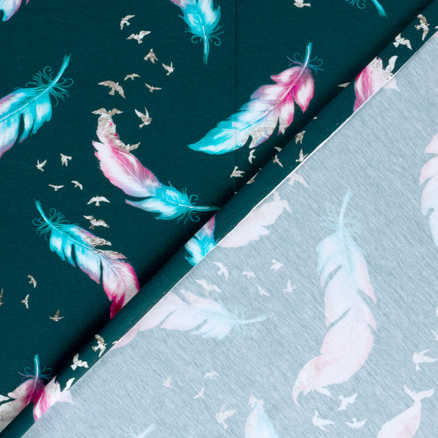Jersey fabric Feathers digital printed 