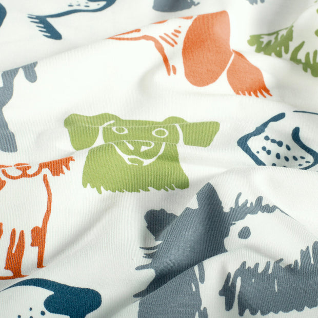Jersey fabric Dogs Off White