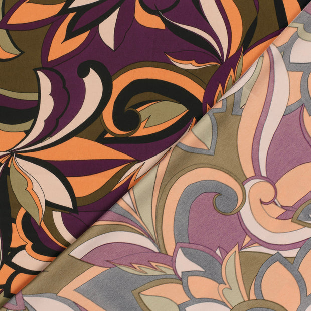 Satin Duchesse fabric Abstract printed 