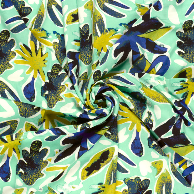 Viscose Poplin fabric Mint digital printed 