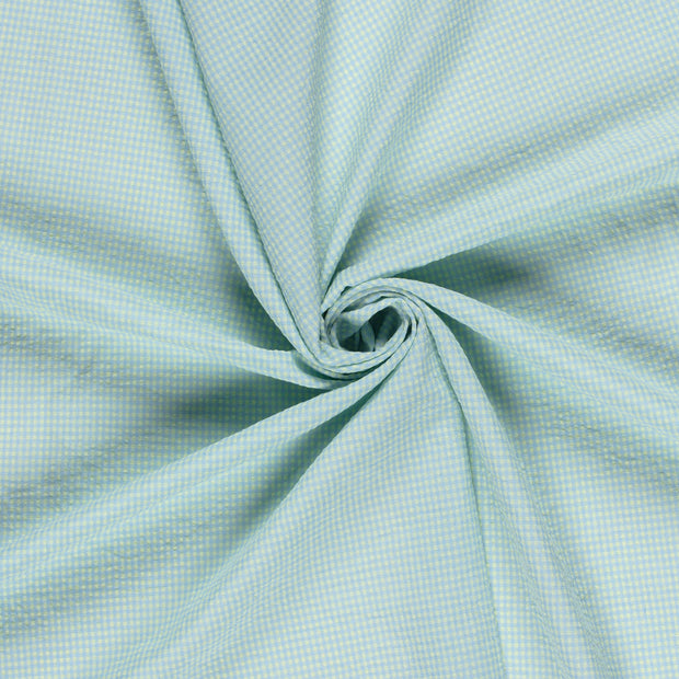 Cotton Poplin fabric Light Blue Seersucker 