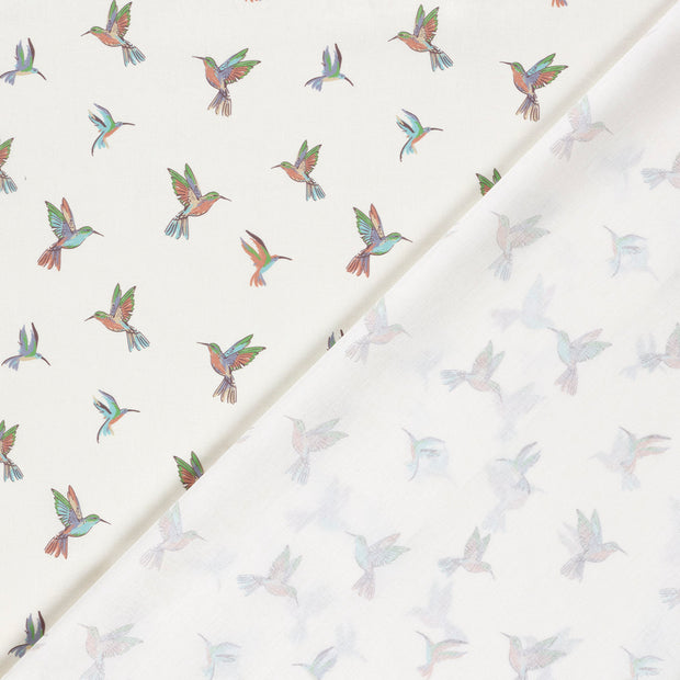 Algodón Popelina tela Pájaros estampado 