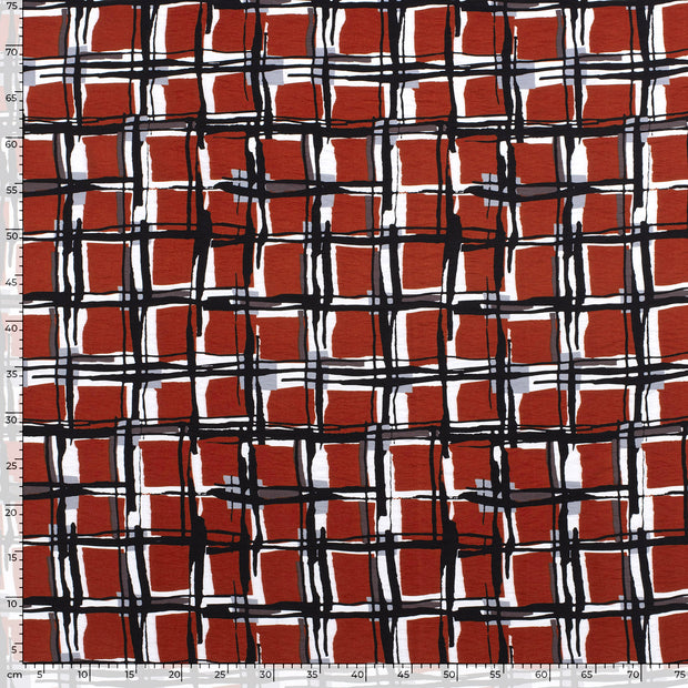 Viscose Nylon Crepe fabric Checks Brique