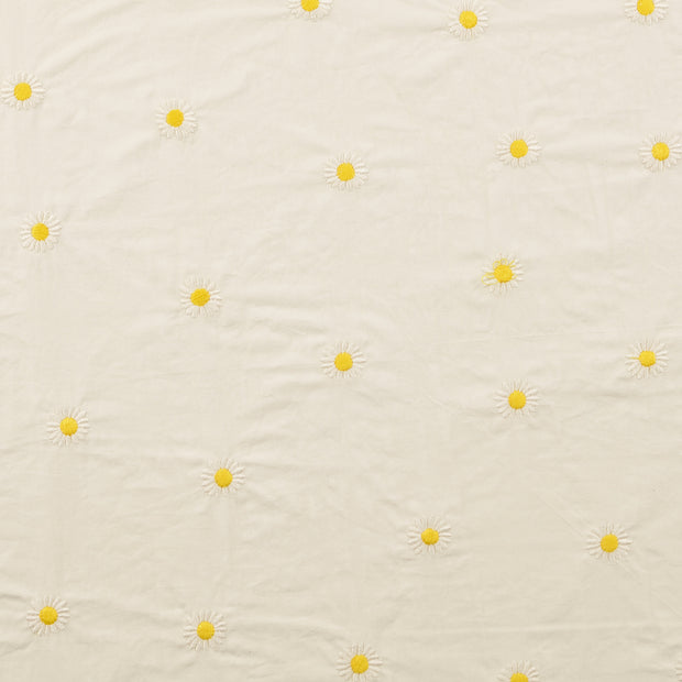 Cotton Poplin fabric Flowers White