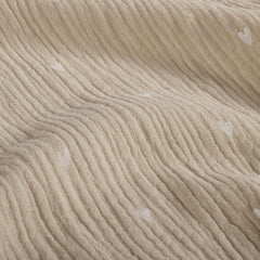 Muslin dyed and printed Hearts Beige