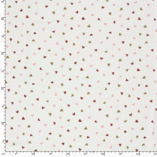 Stretch terry fabric Hearts Off White