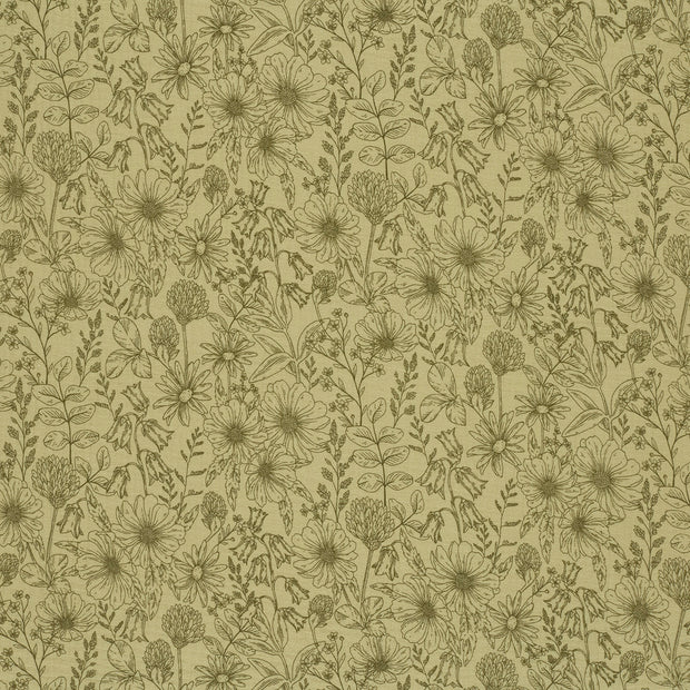 Muslin fabric Khaki Green matte 