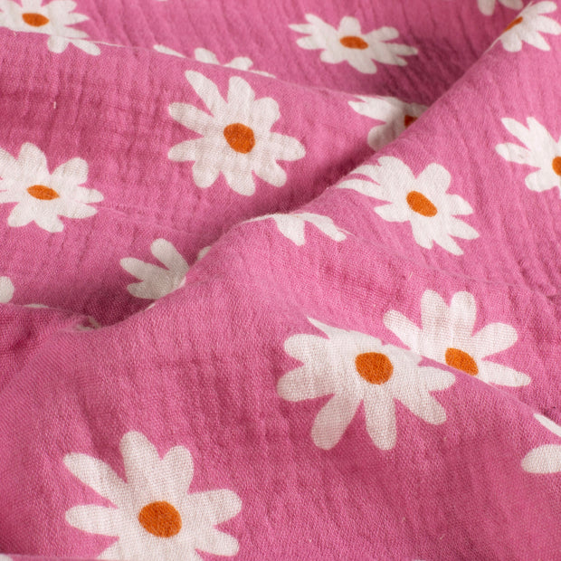 Muslin fabric Flowers Pink