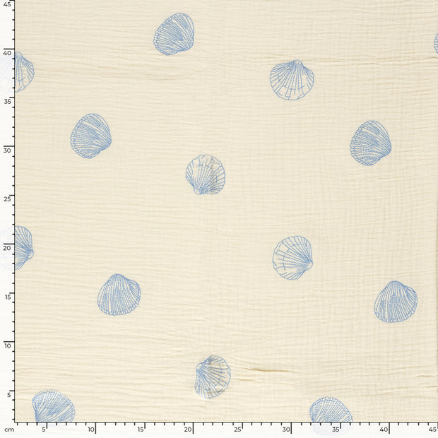 Muslin fabric Shells Light Blue