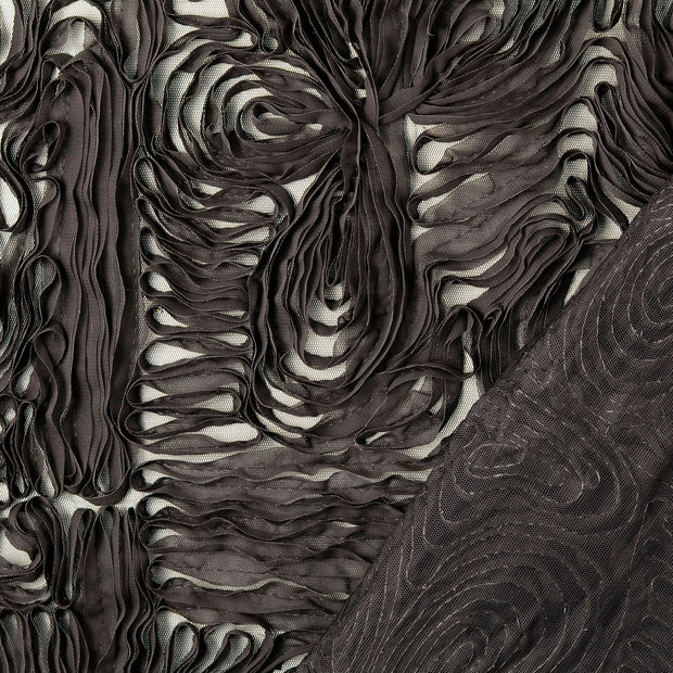 Mesh fabric Black embroidered 