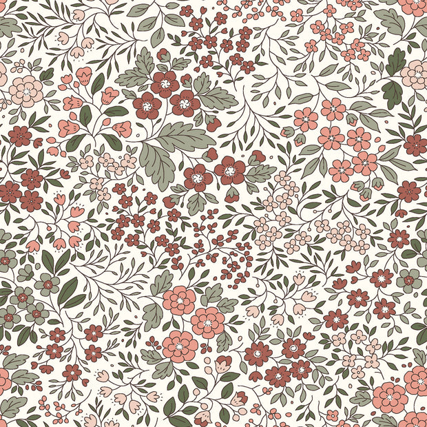 Jersey fabric Flowers Off White