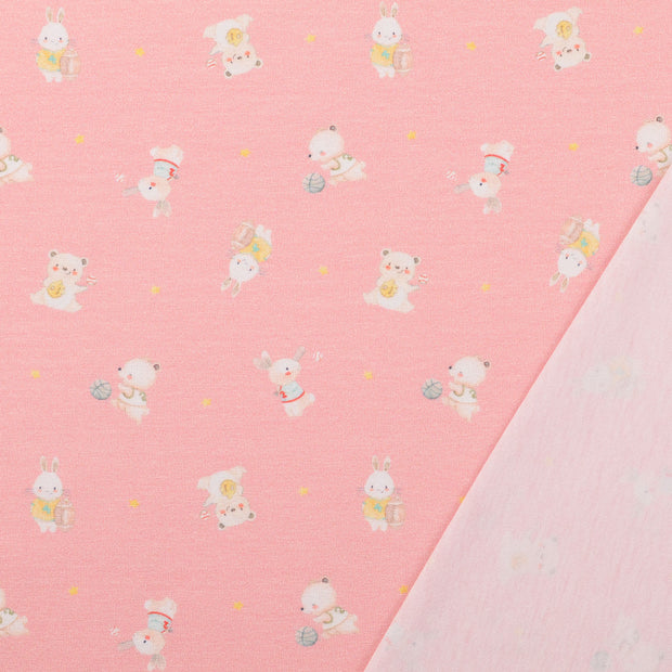 Cotton Jersey fabric Light Pink digital printed 