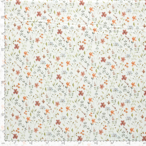 Rib Jersey fabric Flowers Off White