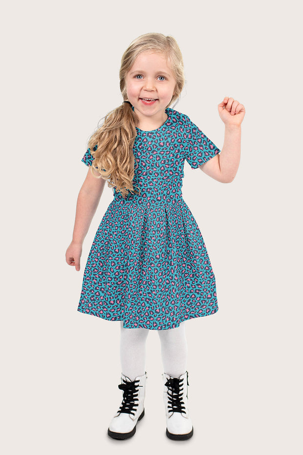 Cotton Poplin fabric Panther Aqua
