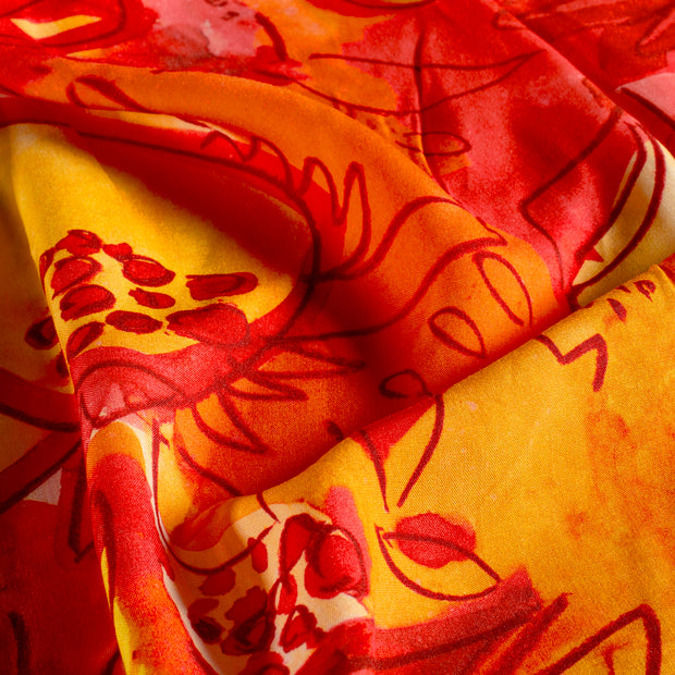 Viscose Poplin fabrik Abstrakt Orange