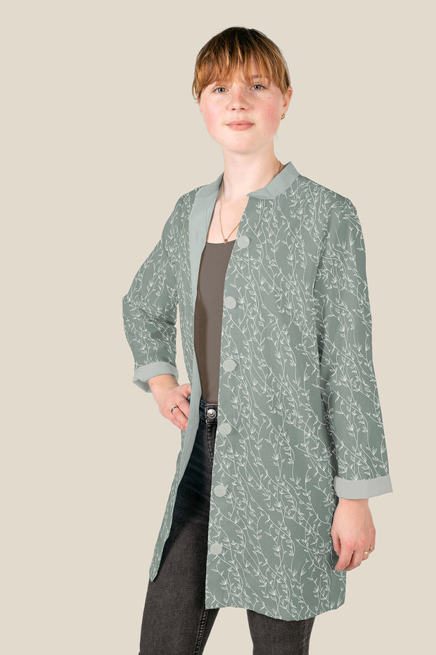 Cotton Poplin fabric Twigs Khaki Green