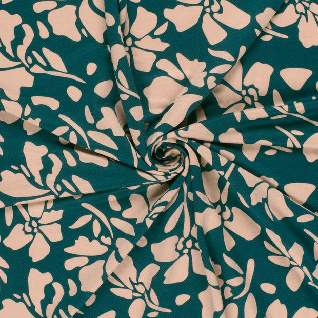 Twill fabric Dark Green printed 
